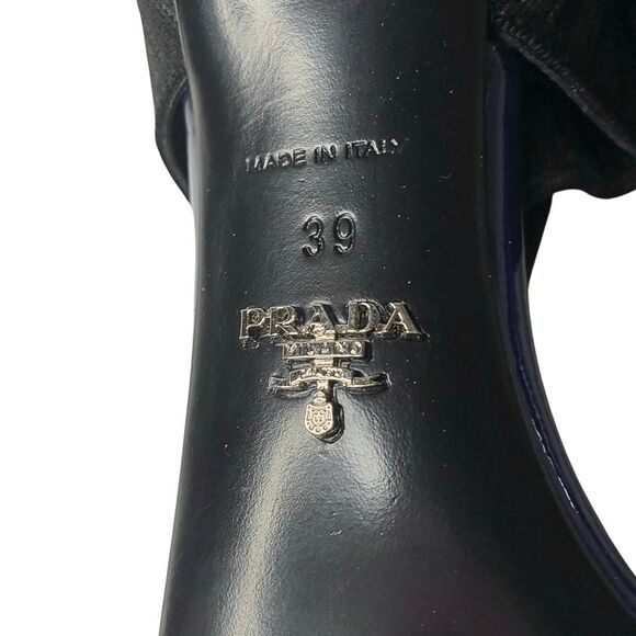Prada Patent Leather Elastic Strap Sandals 93mm Heel Giacinto Size 39 Open Toe - Picture 11 of 12